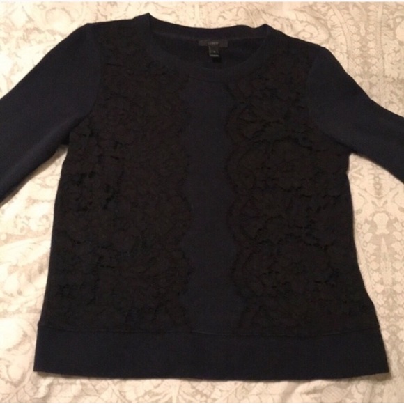 J. Crew lace panel trim crewneck sweatshirt - Picture 6 of 8